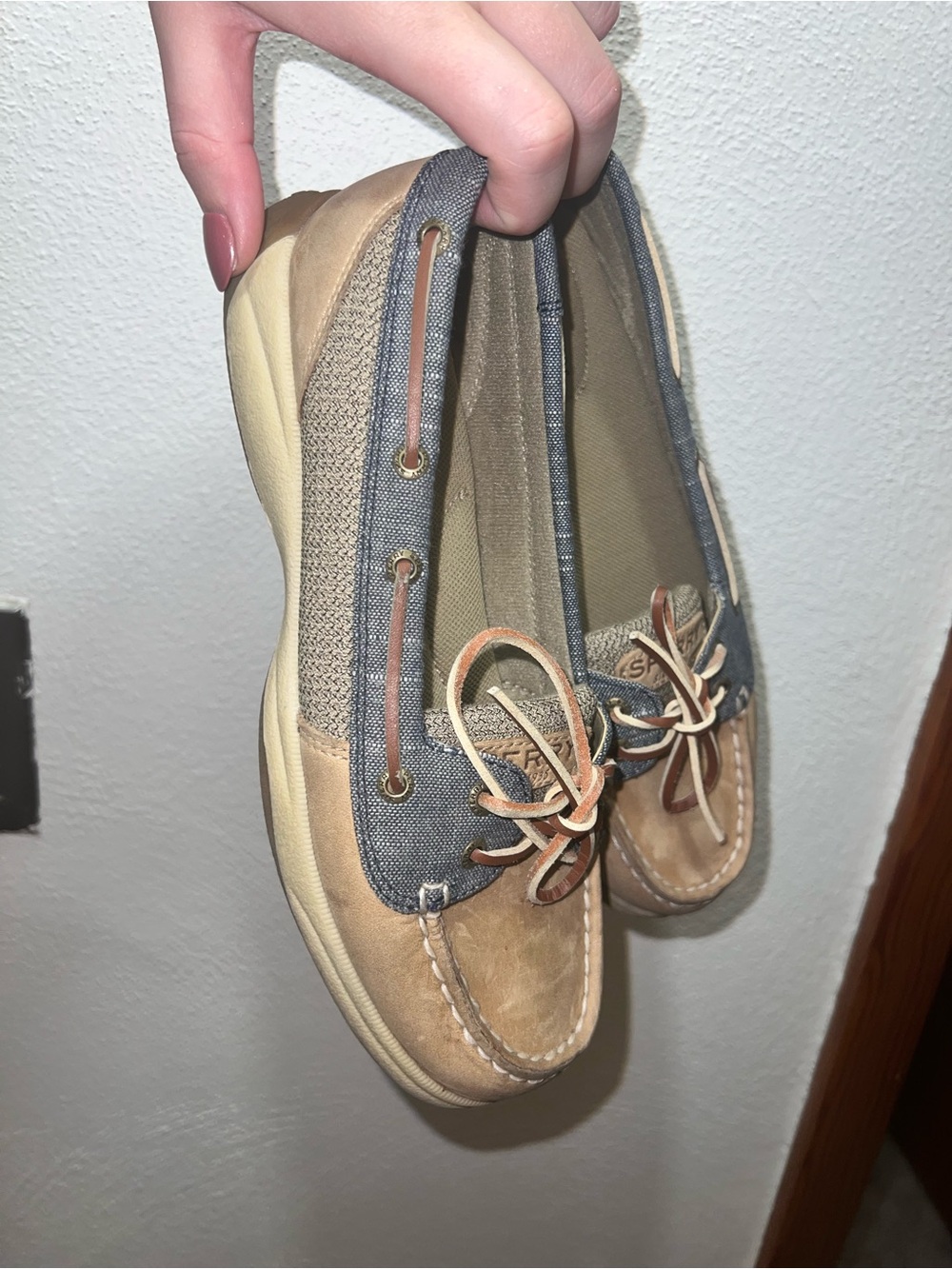 Sperry Blue Denim and Tan Two-Tone Boat Shoes - Women